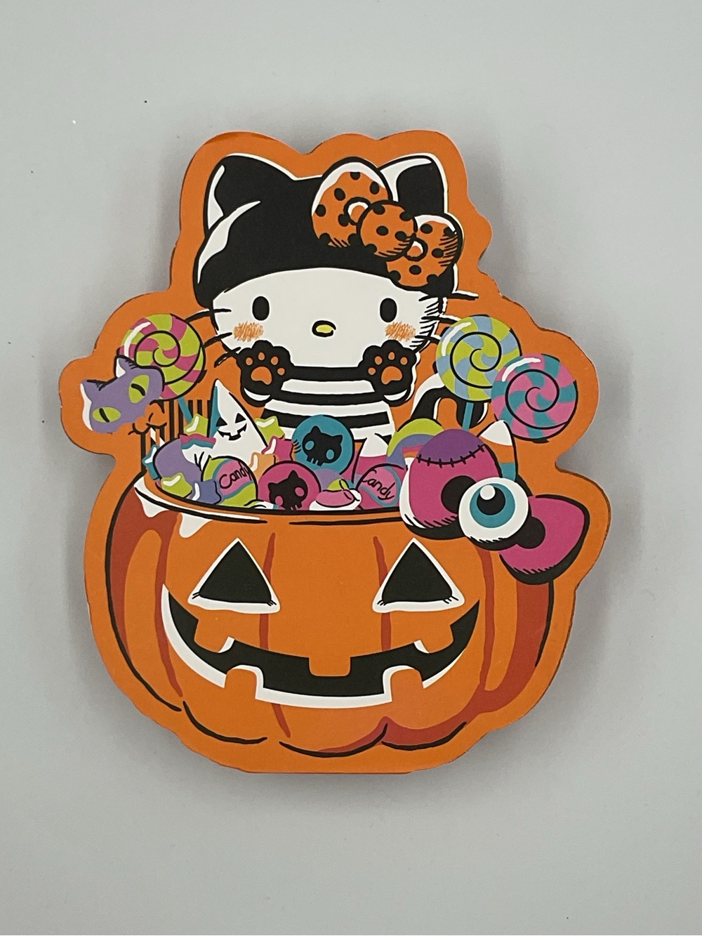 Sanrio Hello Kitty Halloween Pumpkin Wooden Plaque Wall Hanging Home Table Decor